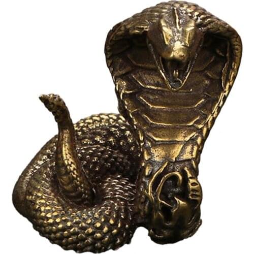 Cobra Statue Ornament Zodiac Snake Miniature Figurines Copper Desktop Craft
