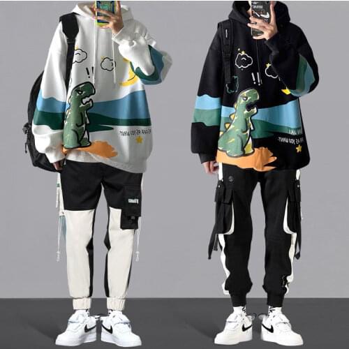 Suit Men 's Spring and Autumn Fashion Korean Students Loose Sweater Hip Hop Overalls Casual Matching Two - Piece Suit