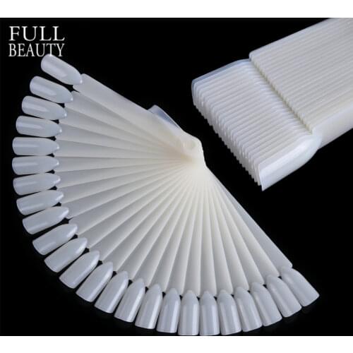 24pcs Natural Clear False Nails Display Fan Practise Card UV Acrylic Polish Fake Nail Tips Nail Design Manicure Tools CHNAO012