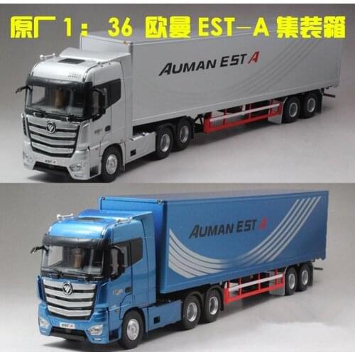 Original collectible 1:36 Foton Auman Est-a Container Truck Tractor Diecast Toy Model Collection White/Blue container truck mode