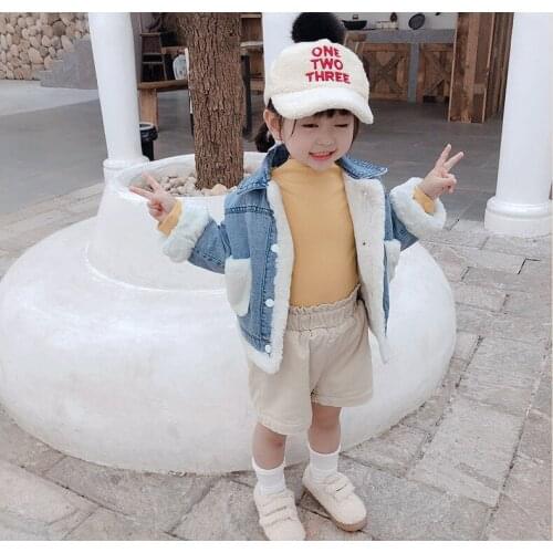 Autumn Winter Toddler Girls Jackets Fashion Korean Lambswool Thicken Jacket for Girls High Quality Denim Coats Kids Clothing New