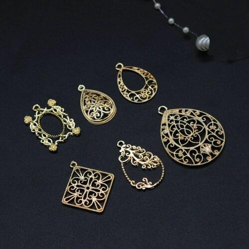 GLADZGT 10pcs/lot Vintage Roses Metal Frame Pendant Gold Charm Bezel Setting Cabochon Setting UV Resin Charms decoration