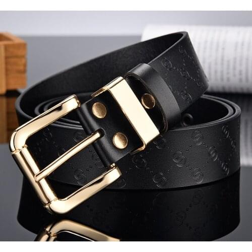 Hot new style mens and womens D-pin belt mens luxury belt ladies belt alloy buckle retro belt beautifully embossed jeans