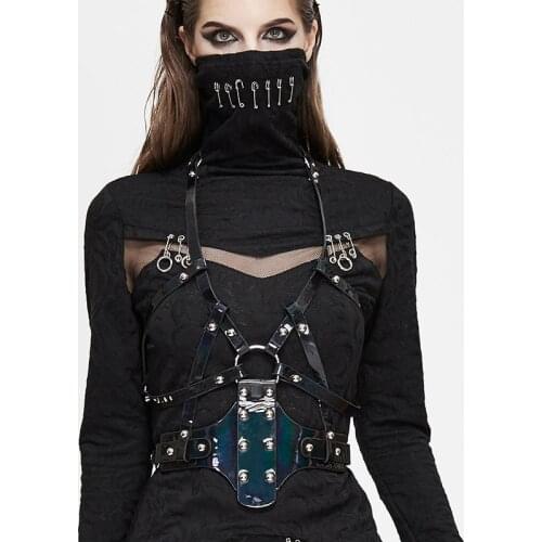 Punk Belts For Women Vest Bandage Black Crop Tops For Women Ladies Cosplay Hollowween Party Waist Belts