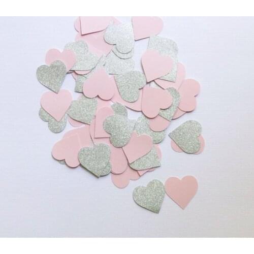 Silver Glitter And Baby Pink Hearts Party Decor Decorations Die Cuts Gift Wrapping cft Table decor scrapbook Confettis