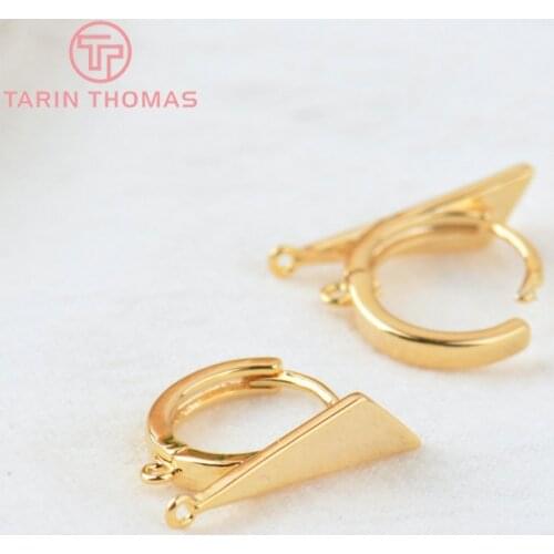 6PCS 14x19.5MM Hole 1MM 24K Gold Color Brass Triangle Earrings Hoop Earrings Clip High Quality DIY Jewelry Making Findings
