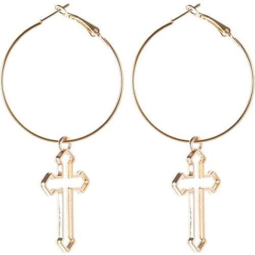 Hollow Cross Drop Earring Gifts Hot Sale Beautiful High Quality Dangle Party Circle Round New Arrival Punk