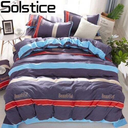 Solstice Home Textile Colorful Stripe Sport Style Bedlinen Boy Child Bedding Set King Queen Double Size Girls Teenage Bedclothes