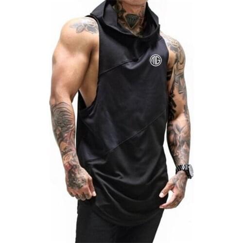 Gyms Fitness Clothing Mens Tank Top with hooded Bodybuilding Stringers Tank Tops Men Sporting Singlet Workout Sleeveless Shirt