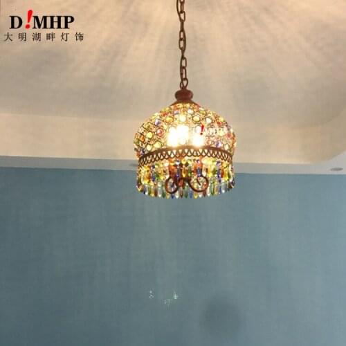 Mediterranean Style Decoration Handmade Turkish Pendant Light Glass Shades Mosaic Pendant Lamp For Bar Coffee Shop