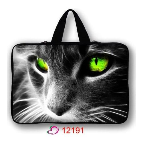 Green Eye Cat Laptop Bag 13 15 17 14 Inch Funda Portatil 15.6 11.6 13.3 17.3 12 10 Computer Bags Women Sleeve Bag Shell Case