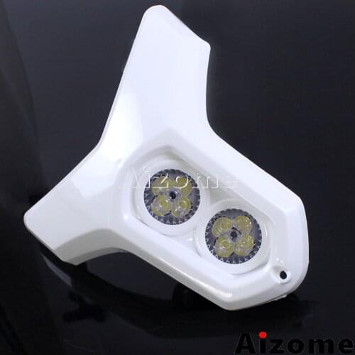 Universal Motorcycle Enduro White Headlamp Dirt Bike Motocross Dual LED Headlight Fairing For Honda Kawasaki Yamaha Suzuki MX
