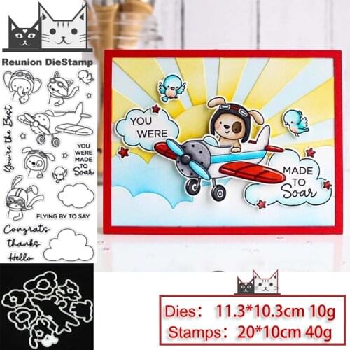Reunion Rabbit Airplane Metal Cutting Dies and Stamps Stencil for DIY Scrapbooking Photo Album Embossing Decorative Paper Card