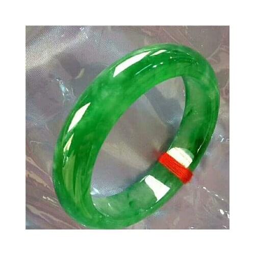 Zheru Jewelry Natural Burmese Emerald Green 54-64mm Bracelet Elegant Princess Jewelry Best Gift for Mother and Girlfriend