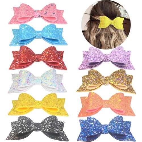 Baby Girls Glitter Bows Hair Clips Toddler Girls Bling Hair Clips Bows Glitter Bows For Craft Children Accessories 10pcs/lot