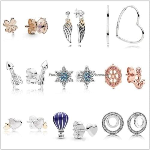 Authentic 925 Sterling Silver Forever Circle Signature With Crystal Stud Earrings For Women Wedding Gift Fashion Jewelry