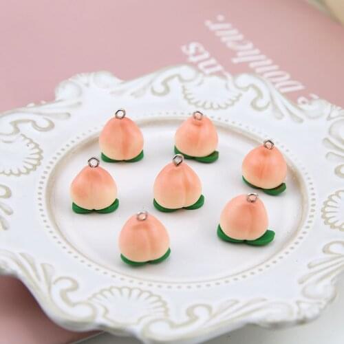 10pcs/pack Peach Fruit Charms Pendant Plastic Ball Charms for Jewelry Making 17x20mm