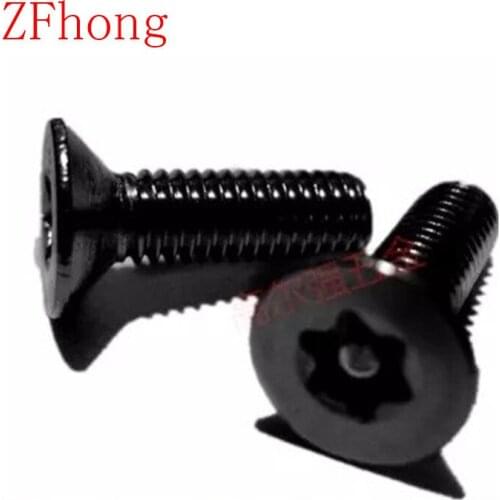 100pcs/lot M5X8/10/12/16 Steel with black pin Security Screw Torx Flat countersunk Head Tamper Proof Screws