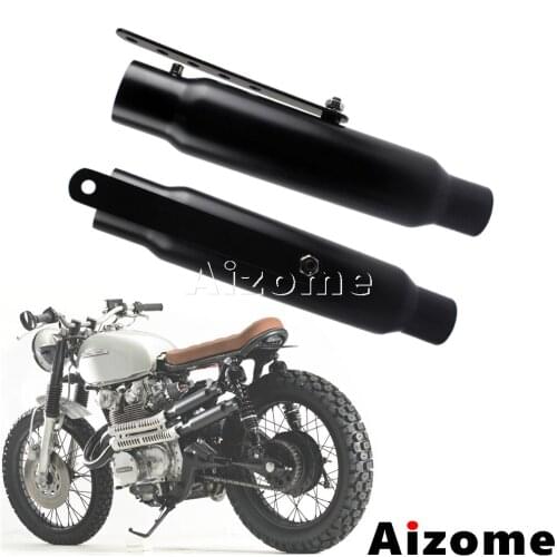 2x Motorcycle Exhaust Pipes 12" Shorty Exhaust Mufflers Silencer For Triumph Honda CB450 Yamaha Suzuki Scrambler Cafe Racer