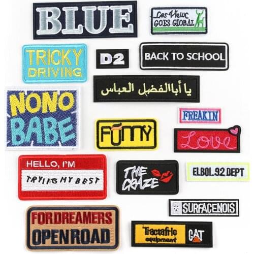 50pcs/lot Square Embroidery Patch Letters Motto Clothing Decoration Accessories Strange Things Diy Iron Heat Transfer Applique