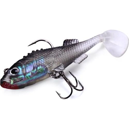 7.6cm Fishing Lure Soft Bait Artificial Paillette Shad with Treble Tackle Hooks