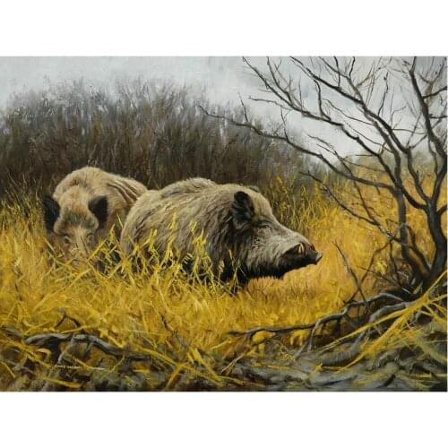 DIY 5D Diamond Painting cross Stitch Wild boar full Square Rhinestone diamond embroidery Mosaic scenery Needlework Home Decor