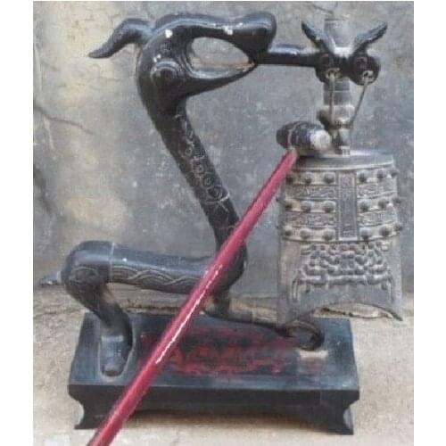 Asian Antiques Chinese folk collection working wood pedestal bronze bell 20*17CM shipping