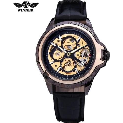 Watches men luxury brand fashion casual skeleton wristwatches automatic wind mechanical watch leather strap relogio masculino