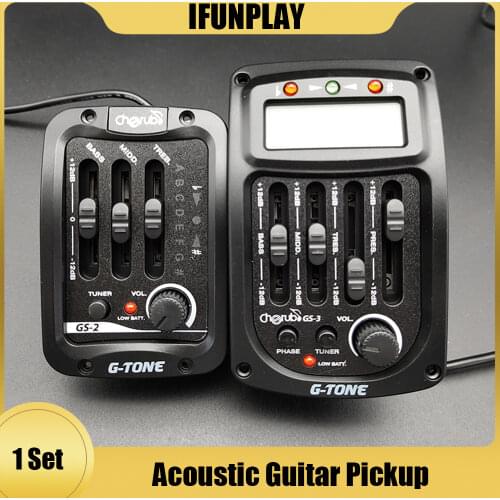 Cherub GS-3/GS-2 Acoustic Guitar Pickup Guitar Equalizer Preamp Piezo Amplifier with Tuner and Phase Function LCD Display