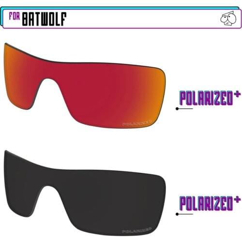 EZReplace Anti Seawater Polarized Replacement Lenses for - Oakley Batwolf Sunglasses - Black P Plus-Red P Plus