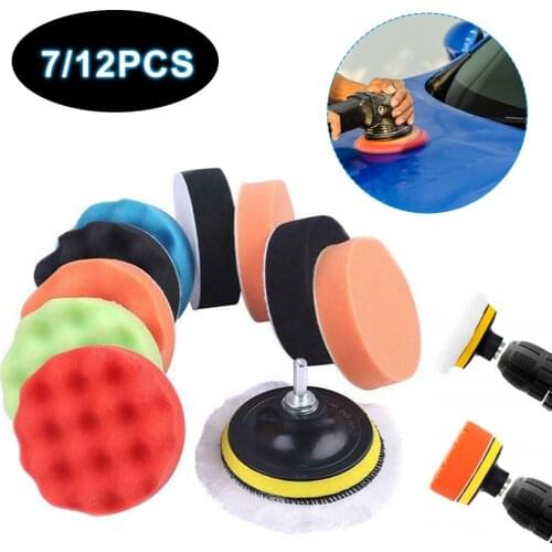 12pcs 3 Inch Sponge Car Polisher Waxing Pads Buffing Kit for Boat Car Polish Buffer Drill Wheel Polishing Removes Scratches
