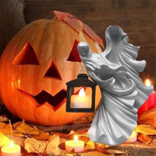 Hells Messenger With Lantern The Ghost Looking For Light Witch Decoration Lantern Realistic Resin Ghost Sculpture Waterproof