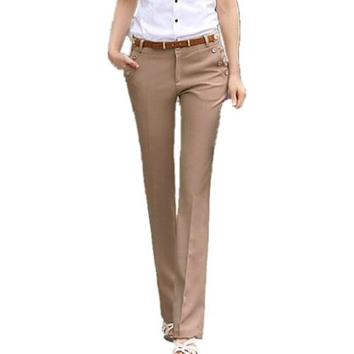 Good Quality Easy Care Slim Western-Style Pants Women Elegant Formal Casual Pants Female