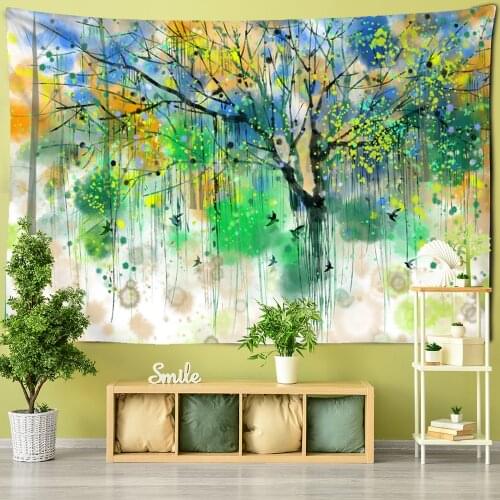 Splash Oil Painting Tapestry Wall Hanging Van Gogh Colorful Tree Bohemian Living Room Table Mat Art Home Decor