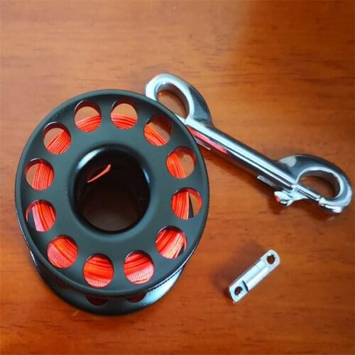 Scuba Diving Pool Finger Reel With Stainless Steel Bolt Snap Hook Safe Aluminum Alloy Equipment Accessories