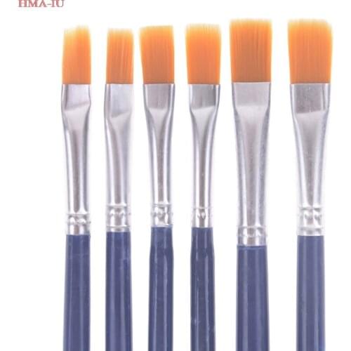 6Pcs/Set Watercolor Gouache Paint Brushes Different Shape Round Pointed Tip Nylon Hair Painting Brush Set Art Supplies