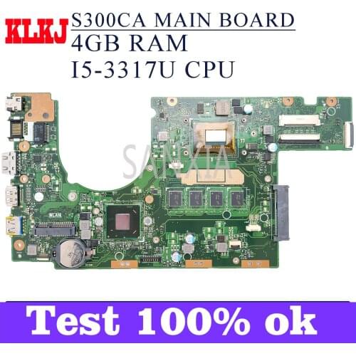 KLKJ S300CA Laptop Motherboard For ASUS VivoBook S300CA S300C Original Mainboard 4GB-RAM I5-3317U