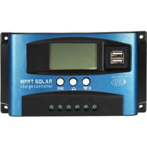 MPPT 30/40/50/60/100A Solar Charge Controller Dual USB LCD Display 12V 24V Auto Solar Cell Panel Charger Regulator with Load