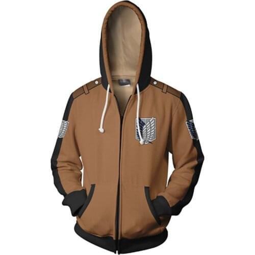 Anime shingeki no kyojin Cosplay Costumes Attack on Titan Zipper Hoodies Sweatshirts 3D Printing Unisex Adult man/women Clothing