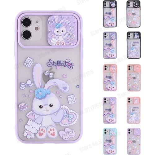 Slide Camera Lens Matte Transparent Protection Case For iPhone 11 12 Pro Max X XS Max 8 7 Plus Candy Color Cartoon Print Cover