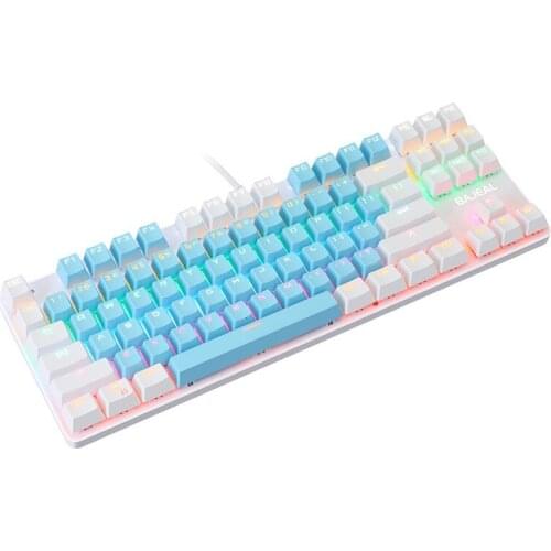 Two Color 87 Key Mechanical Keyboard Green Axis Tablet Laptop Home Office RGB Luminous Keyboard Random Style