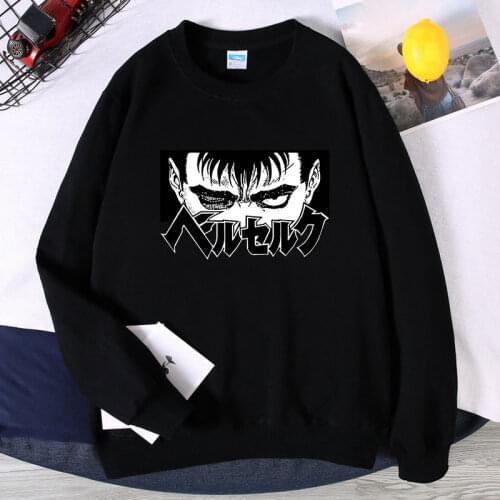 Fashion Funny Cartoon Pullover Berserk Guts Men Manga Swordsman Japanese Streetwear Anime Jacket 90s Unisex crewneck Sweatshirt