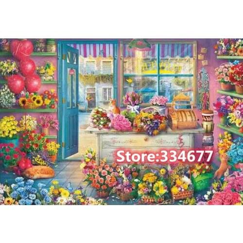 Cat Flower Shop Top Quality Cross Stitch Kits Sewing kit 14CT Unprinted For DIY Embroidered Handmade Set Wall Home Decor
