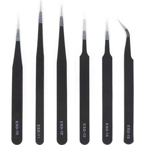 1.5mm Industrial Tweezers Kit Anti-Static Stainless Steel Tweezer Set Repair Tools ESD-10 11 12 13 14 ESD-15 integrated circuit