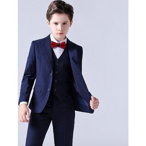 New Fashion Boys Formal Suits for Wedding Kids Solid Blazer Vest Pant Suit 3pcs Children Performance Party Prom Dress Outfits