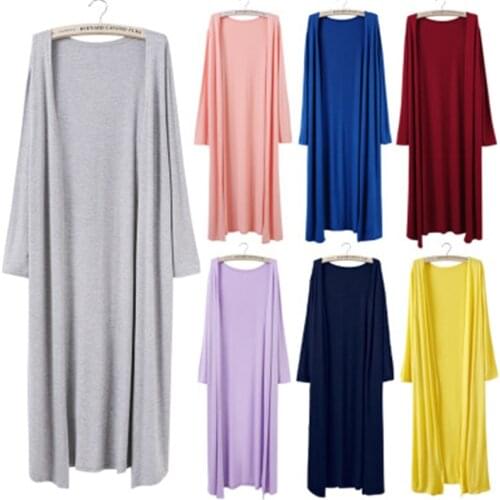 2021 New Korean Women Modal Long Cardigan Ladies Solid Color Shawl Female Cotton Sweater Cardigans Long Sleeve Casual Thin Coats
