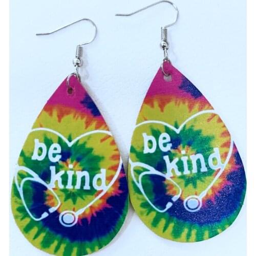 New 20 Styles Be Kind Nurse Earrings Rainbow Teacher Earrings Be Happy Be Proud Teardrop Earrings