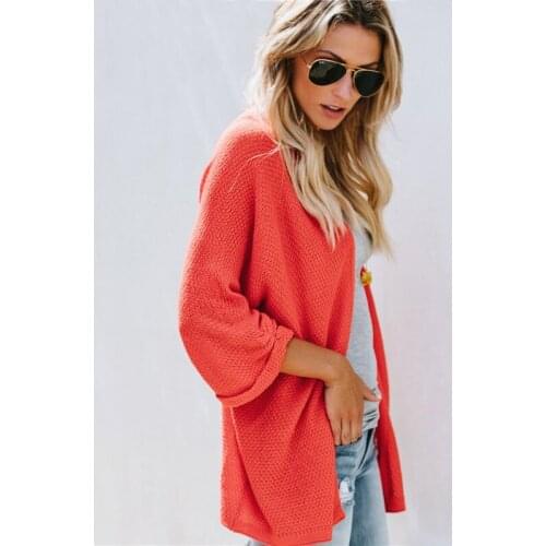 New Ins Fashion Solid Color Knit Cardigan Fashion OL Commute Cardigan Female Sweater Trendy Personality Casual Womens Sweater