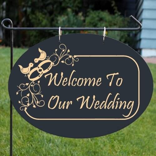 Wedding Ring With Birds Frame Welcome Signage Sticker Template Welcome Board Removable Sticker A00672