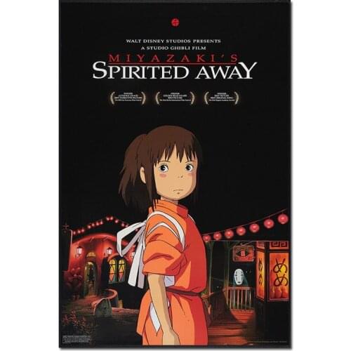Anime Spirited Away Movie Poster A Voyage of Chihiro Wall Posters Prints Miyazaki Hayao Comic Art Silk Bedroom Decor Canvas